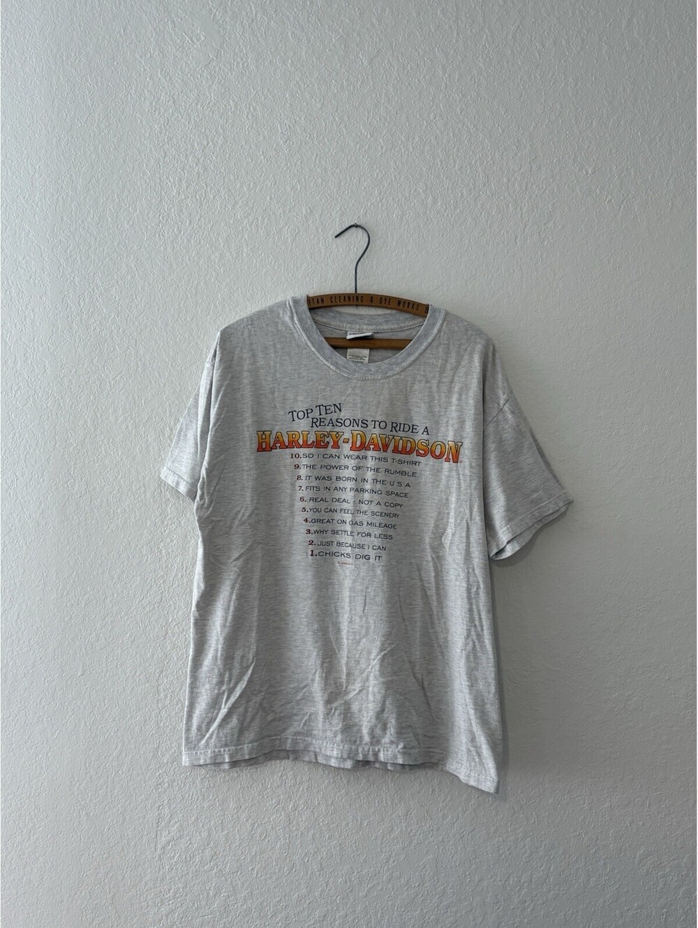 Vintage Harley-Davidson “Top Ten Reasons To Ride” T-shirt USA Biker Tee Size L.